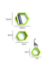 Ezequil Floating Wall Shelf Set of 3 in Green Colour