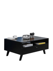 Perla Coffee Table with One Drawer in Black Colour