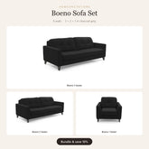 Boeno Sofa Set 3+2+1 in charcoal grey