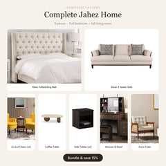Complete Jahez Home Bundle - full bedroom and living room, 9 pieces
