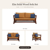 Elm Solid Wood Sofa Set 3+2+1