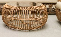 Nest rattan drum coffee table
