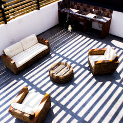Terrace wicker sofa set from above