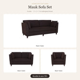 Mauk Sofa Set 3+2+1 in mahogany brown
