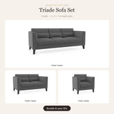Triade Sofa Set 3+2+1 in mystic grey