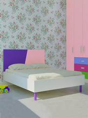 Adamek Queen Bed in Lavender Purple & English Pink Colour