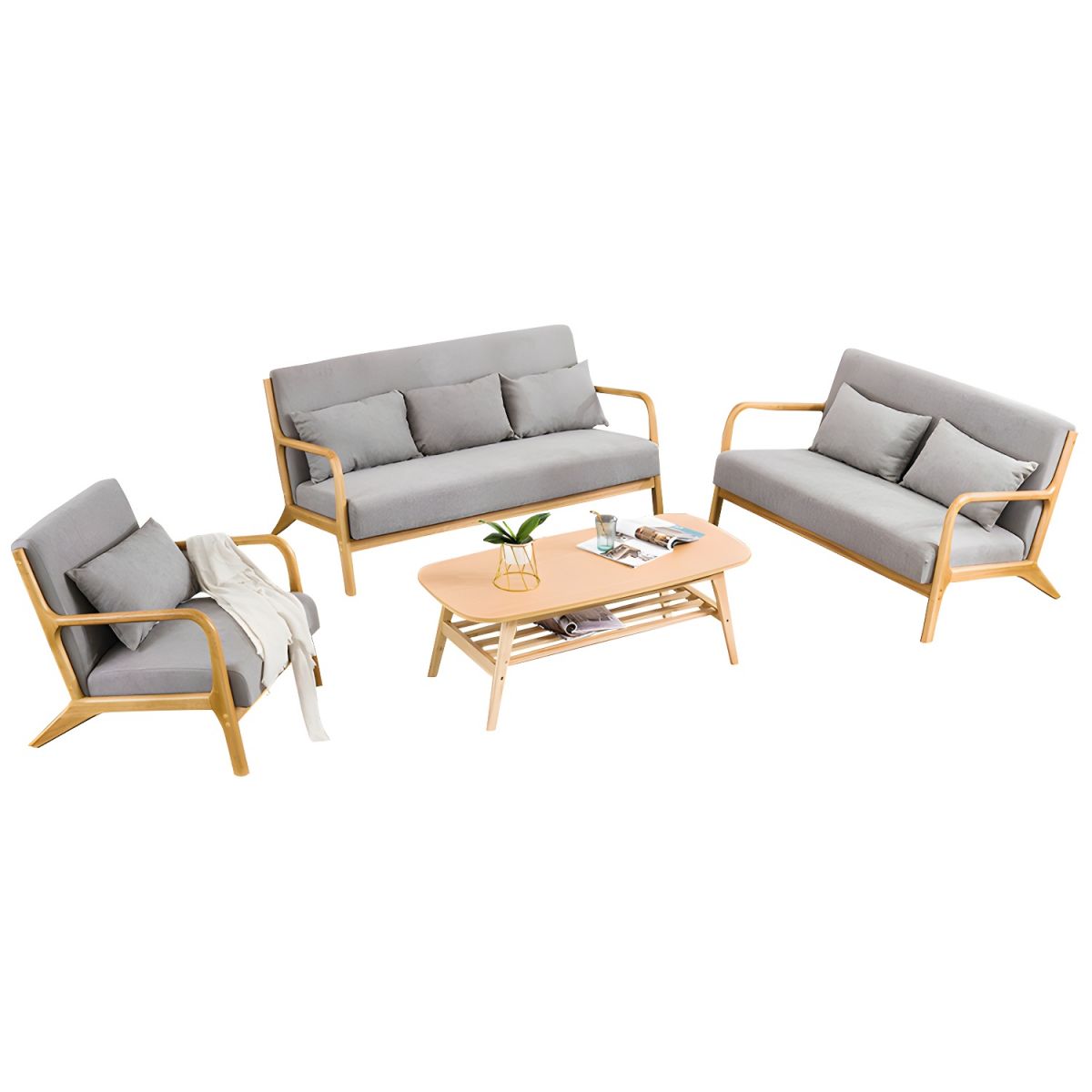 Liwaryon Beech Wood Two Seater Sofa