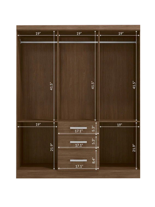 Cherone 6 Door Wardrobe with 3 Drawers