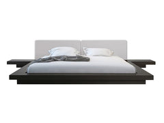 Brisk Double Bed with side Tables- Black Walnut