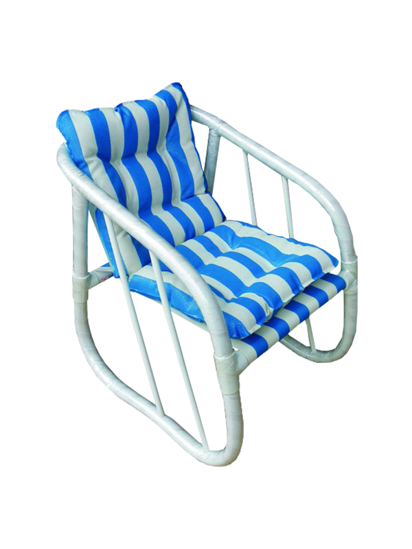 Dalessio Striped Outdoor Chair - White and Blue