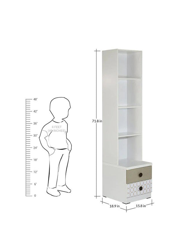 Zoomie Kids Bookshelf Display Unit in White & Grey Finish