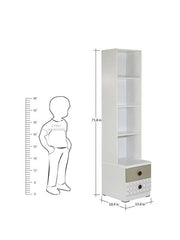 Zoomie Kids Bookshelf Display Unit in White & Grey Finish