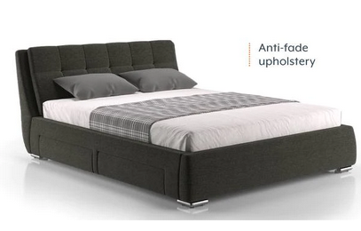 Edler Upholstered Single Bed - Charcoal Grey