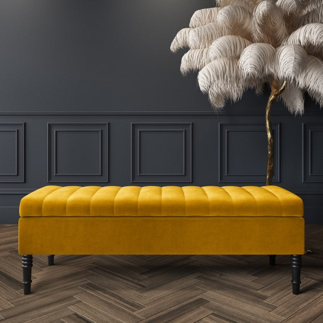 Velvet Striped Storage Settee