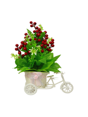 Bicycle carriage floral planter-red flowers