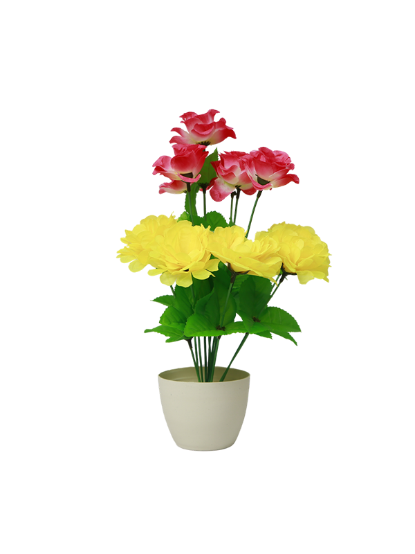 Spring Pot Planter-Yellow and pink flowers