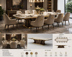 Custom Dining Table ( 10 feet ) with 10 Chairs