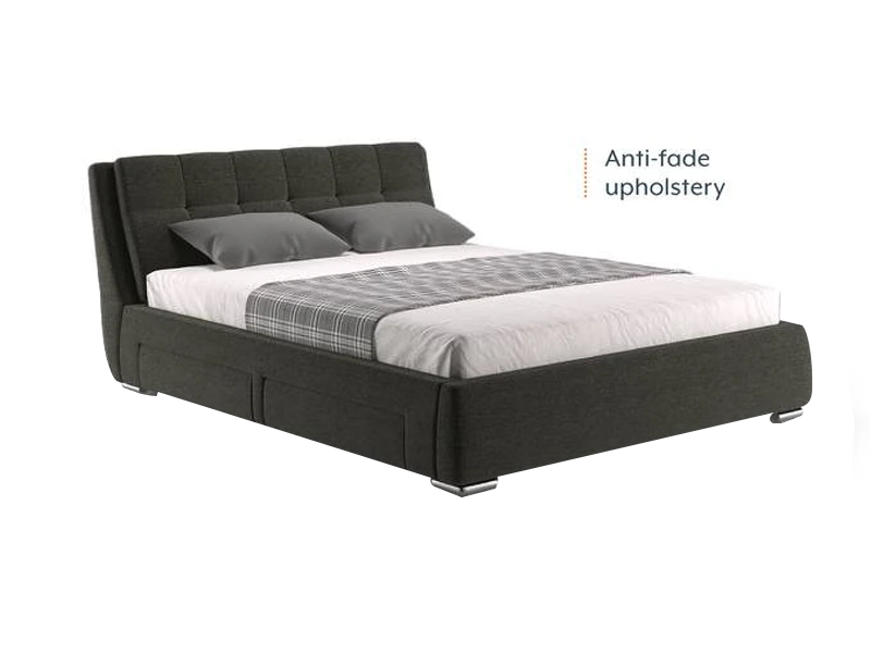 Edler Upholstered Double Bed - Charcoal Grey