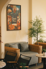 Café rattan sofa, front view