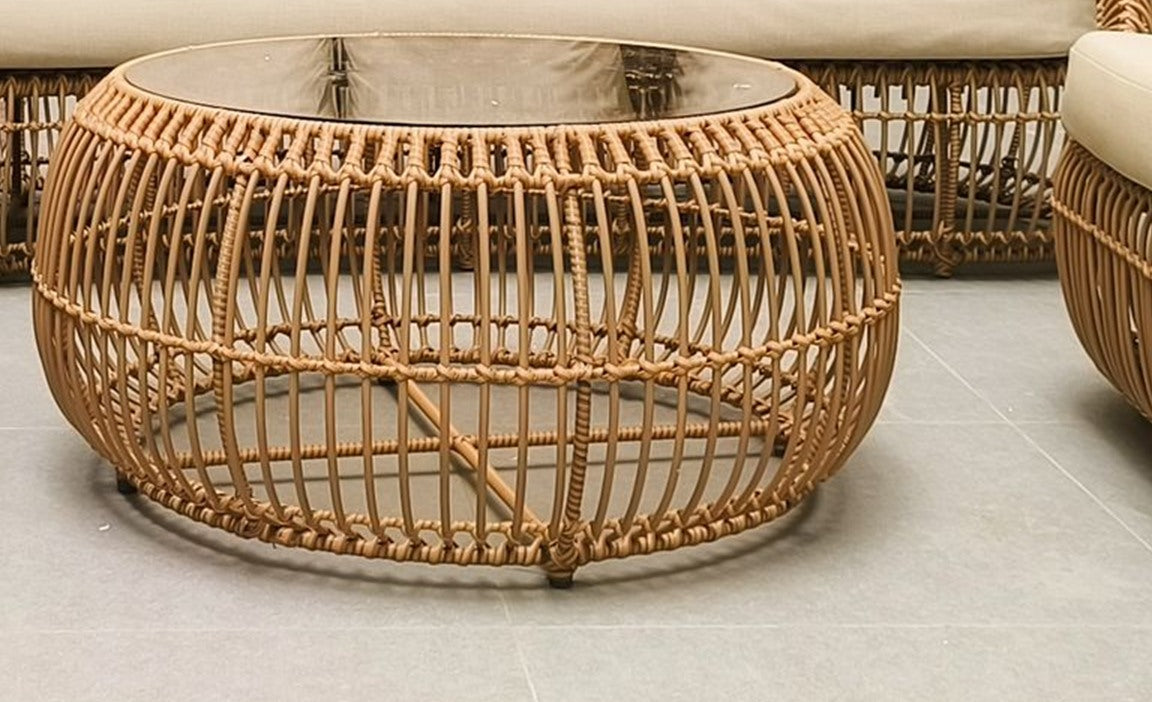 Nest rattan drum coffee table