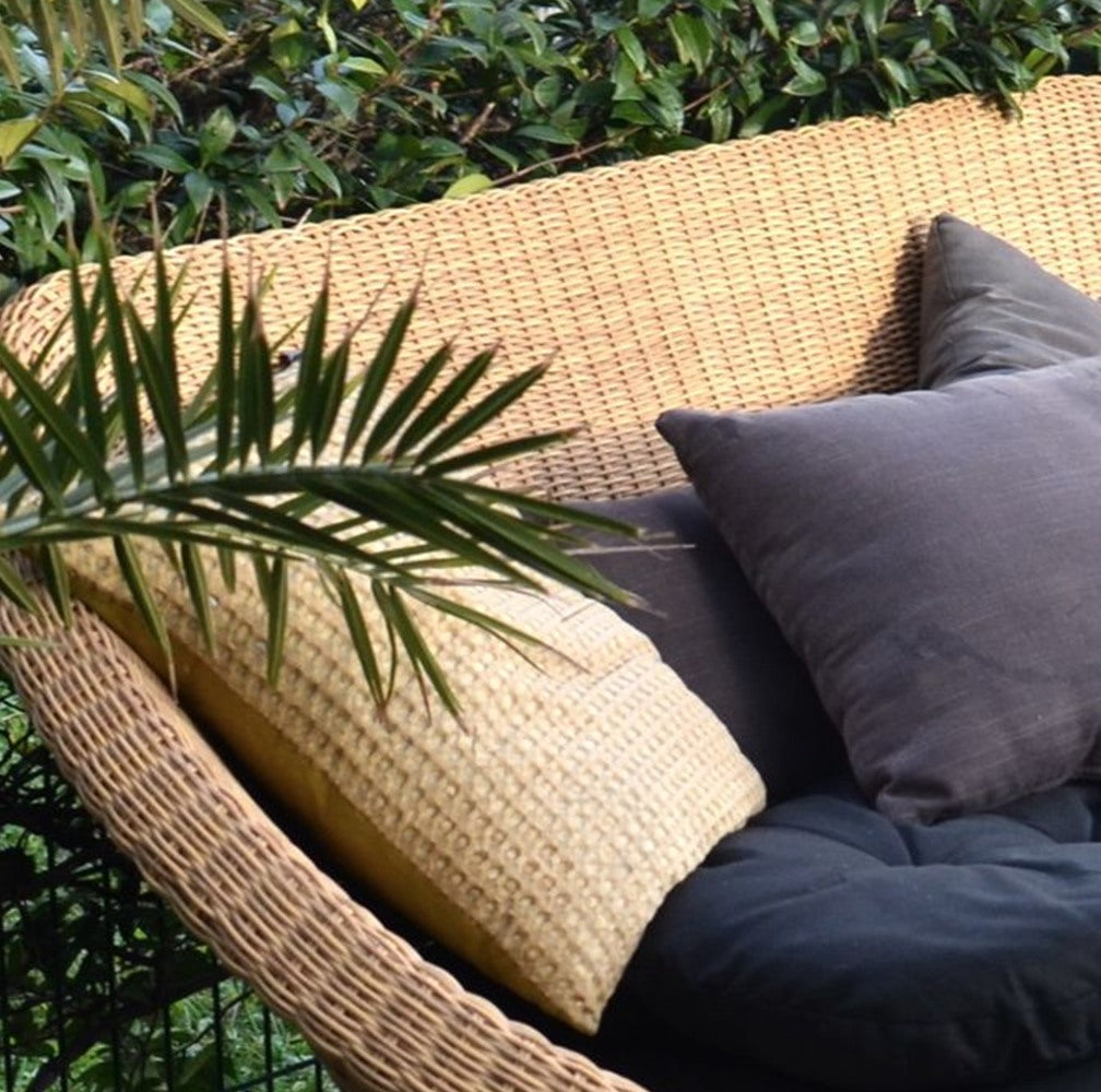 Close-up of the Solace rattan weave and cushions