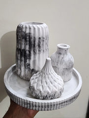 Marble & White Ribbed Home Decor Set