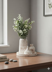 Marble & White Ribbed Home Decor Set