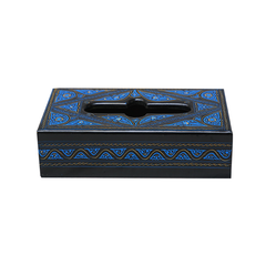 Boho Tissue Box - Blue Laquer