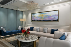 Crescent curved cloud sofa, angled view
