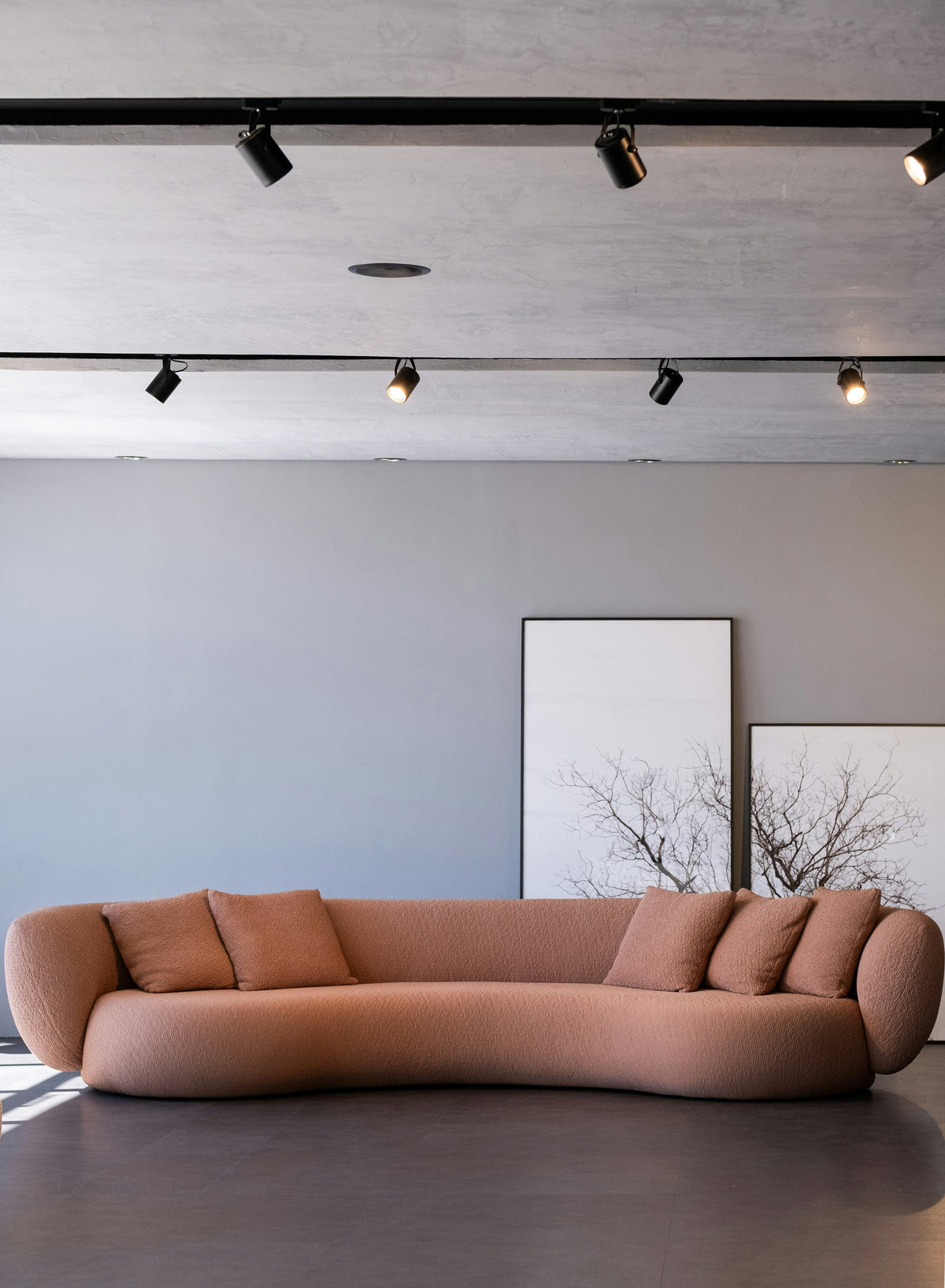 Aura curved cloud sofa in terracotta