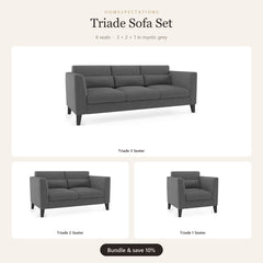 Triade Sofa Set 3+2+1 in mystic grey